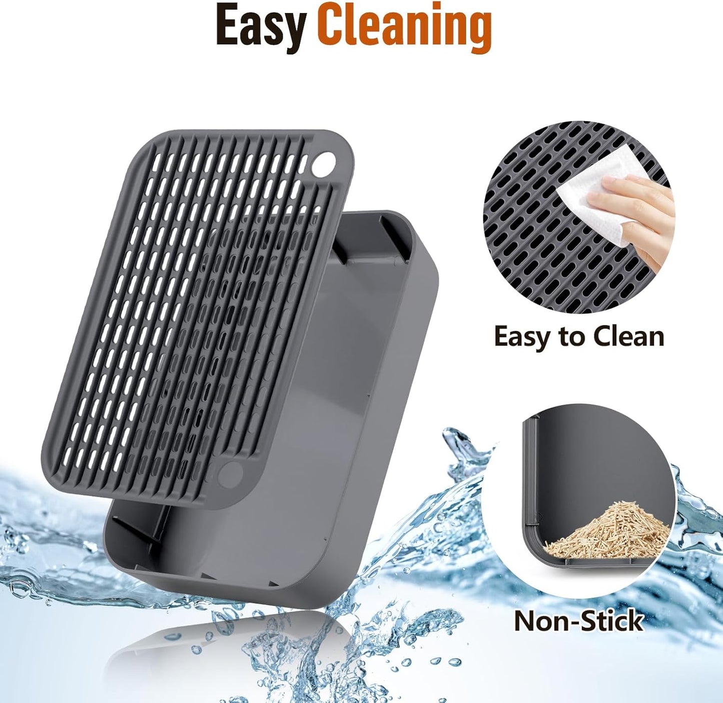 Cat Litter Box Ramp Mat with Filter Function, Cat Step Pedal Stool for Self-Cleaning Litter Box, Easy to Clean, Ideal for Kitten & Elderly Cats (Dark Grey)