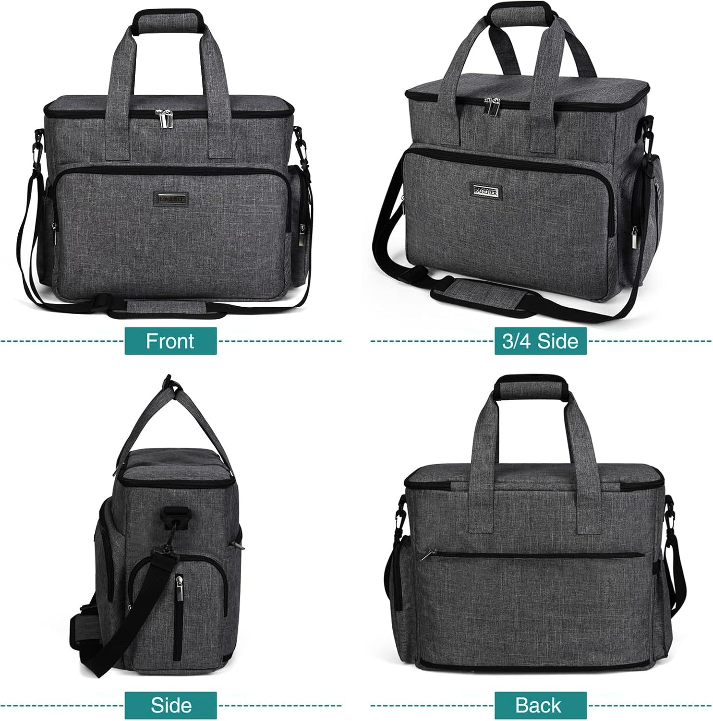 BAGLHER Dog Travel Bag, Airline Approved Pet Tote Organizer with Multi-Function Pockets, 2 X Food Storage Containers and 2 X Collapsible Dog Bowls, Perfect Weekend Pet Travel Set for Dog, Cat Grey