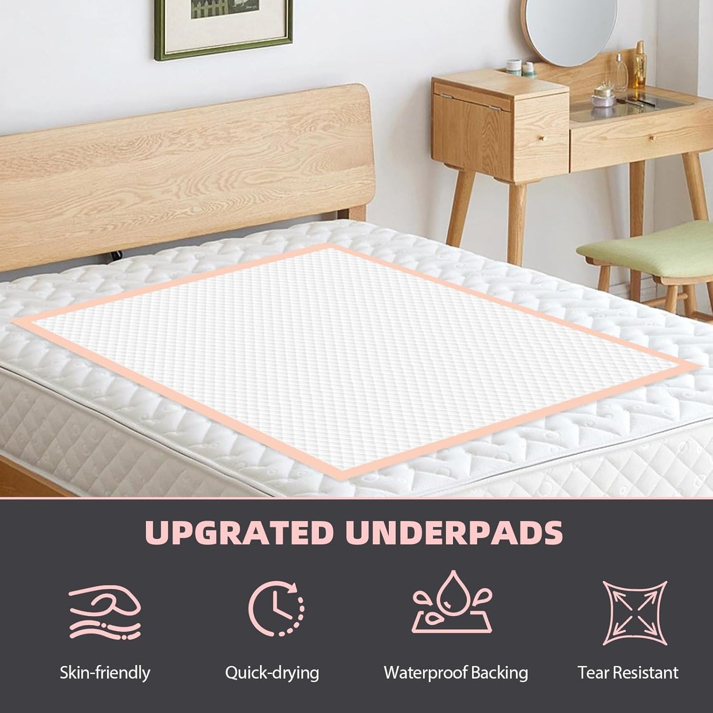 MKISS Oversized Bed Pads 40" x 60"(20 Counts), Heavy Duty Ultra Absorbent Underpads, Chucks Pads Disposable for Adults, Children, Babies, Elderly and Pets