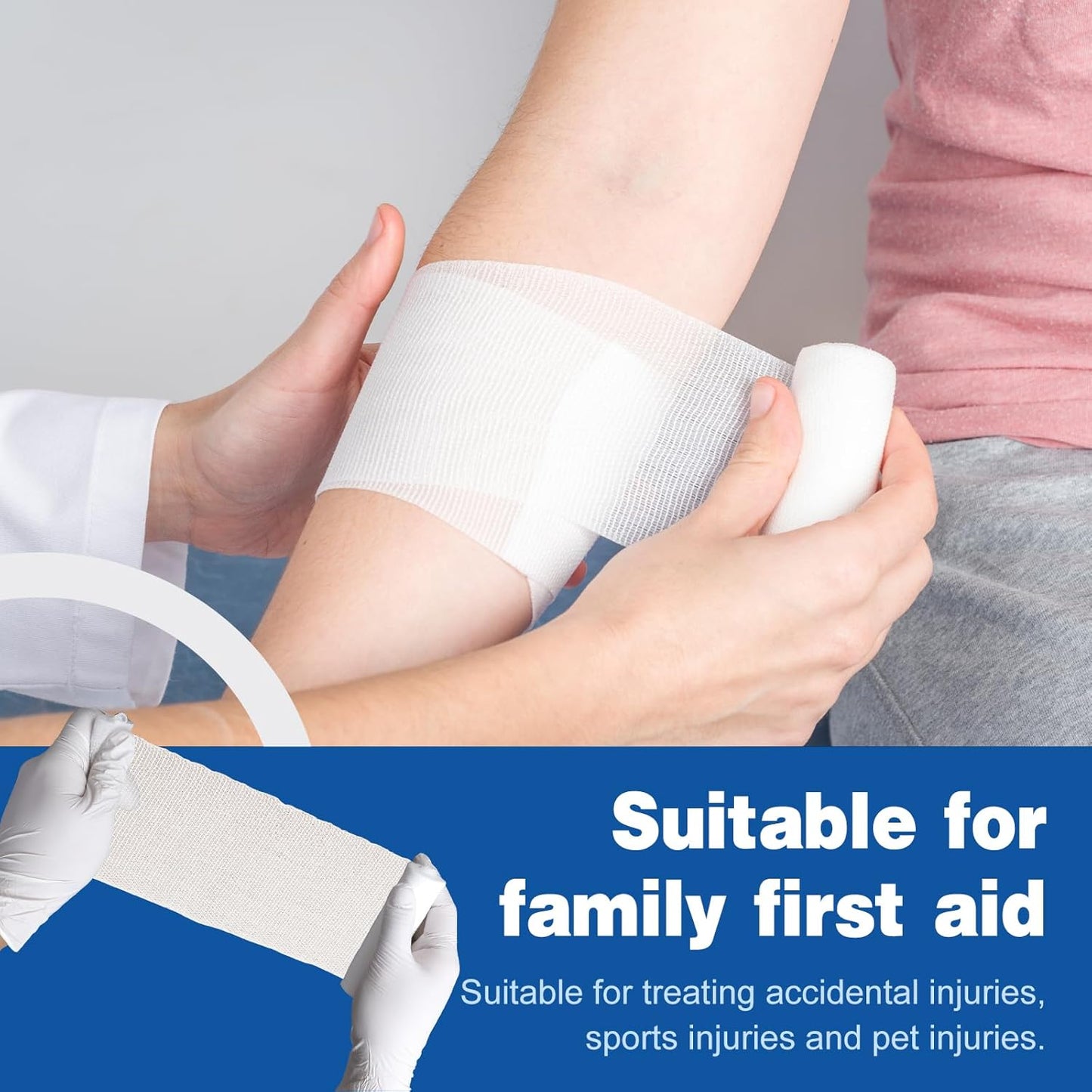 AZEN 96 Pack Gauze Rolls Bandages, 4 in x 4.1 Yards, Premium Medical Supplies & First Aid Supplies, Bandage Wrap Vet Wrap, Mummy Wraps