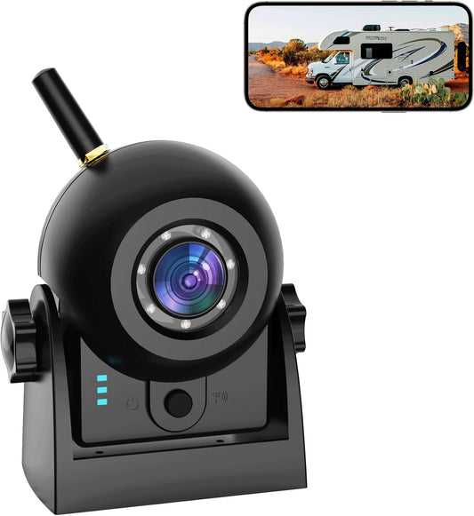 Magnetic Wireless Backup Camera-WiFi Reversing Camera with Rechargeable Battery, IP68 Waterproof, 1-min Installation, for Hitching Gooseneck Horse Trailer/Boat/RV/Pickup/Truck/Minivan