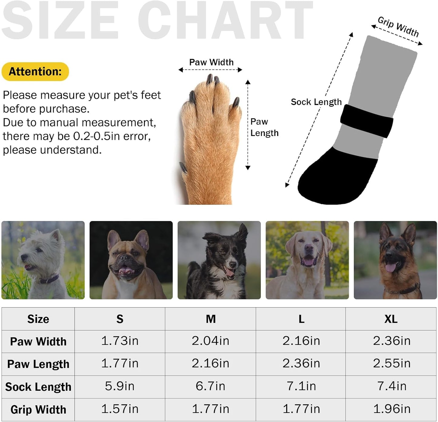 SCENEREAL Anti Slip Dog Boots & Paw Protectors for Hardwood Floor, Extended Dog Socks to Prevent Licking Paws, Waterproof Pet Snow Rain Shoe for Winter Large Senior Dogs, Grey XL