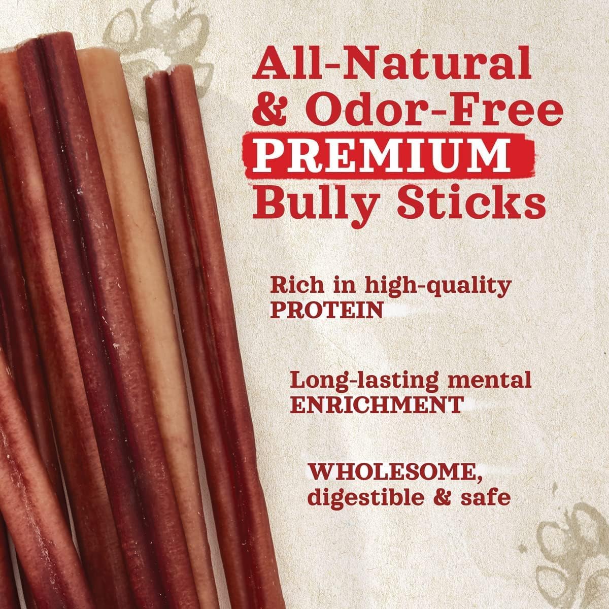 Natural Farm Odor-Free Thick Bully Sticks (12”, 10-Pack) All-Natural Long-Lasting Dog Chews, 100% Beef Pizzle, Grass-Fed, Grain-Free, Protein for Muscle Development & Energy, Perfect for Large Dogs