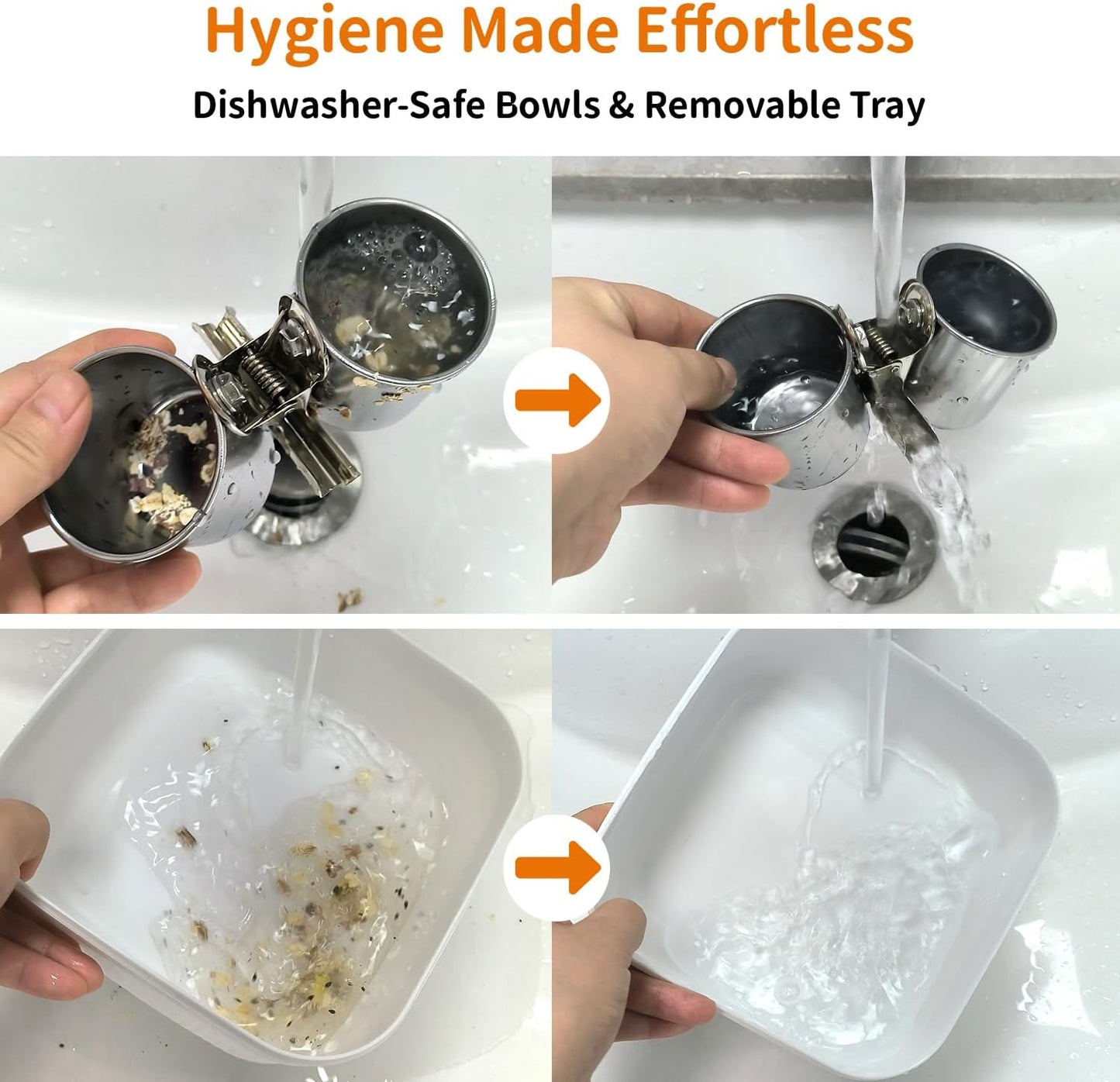 Bird Desktop Training Stand with Detachable Stainless Steel Double Bowls Feeder-Portable Bird Perches Stand with Detachable Base for Parakeets, Lovebirds&Medium-Sized Birds, Parakeet Cage Accessories