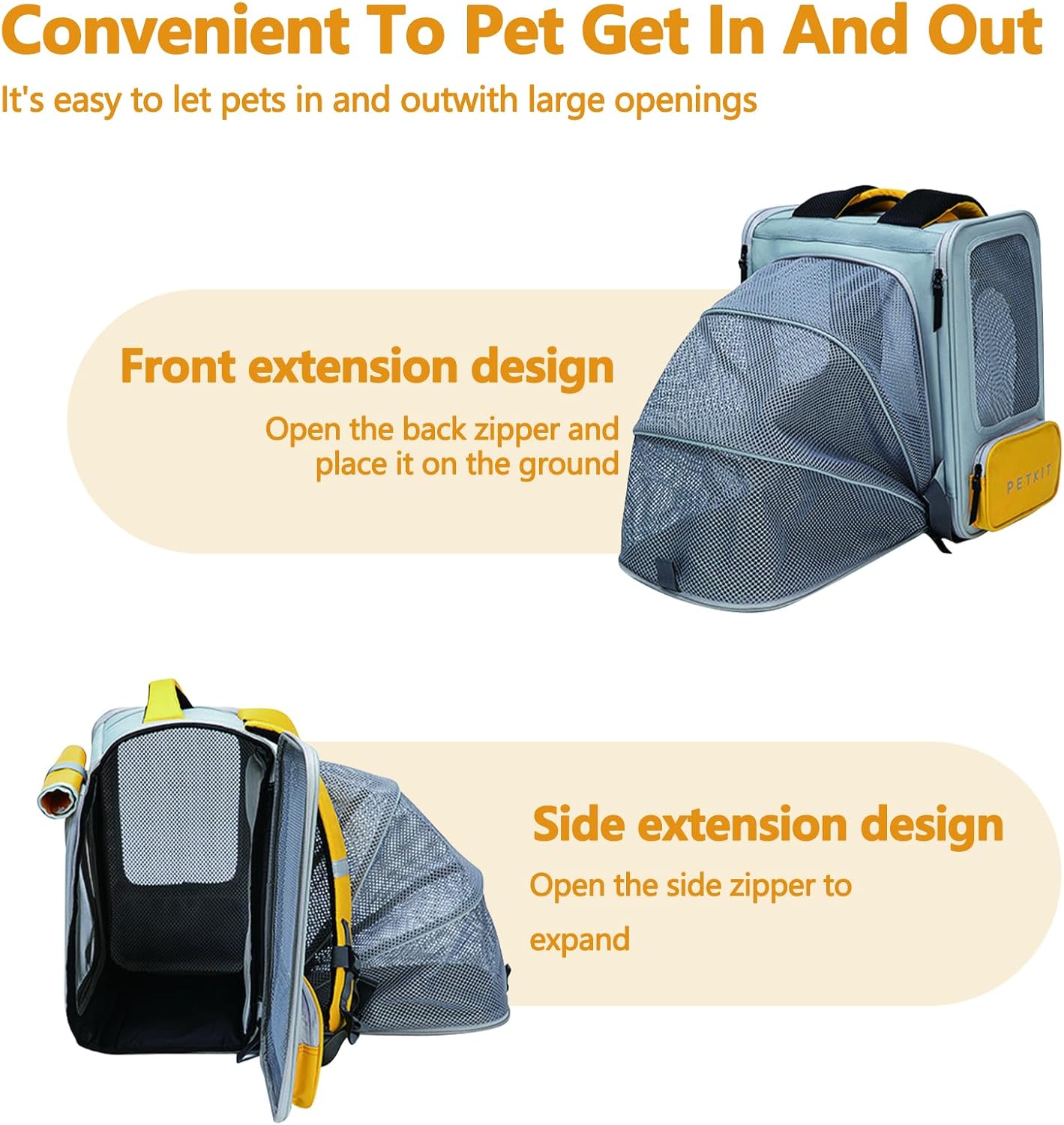 Expandable Pet Backpack, Cat Backpack with Breathable Mesh, Collapsible Soft Cat Travel Bag for Outdoor Hiking, Large Space Dog Backpack(Blue)