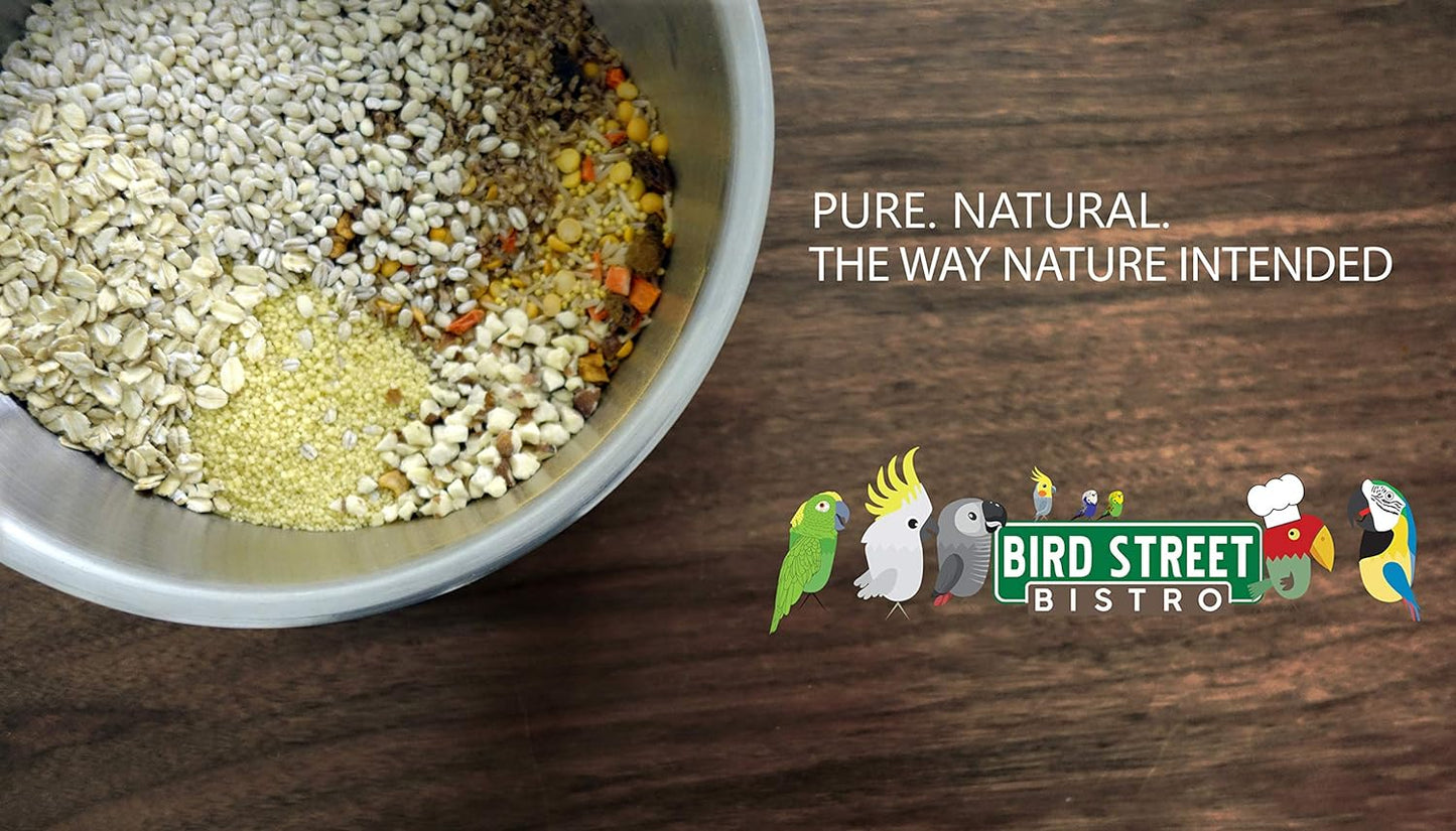 Parrot Food - Parakeet & Cockatiel Food - Cooks in 3-15 min with Natural & Organic Grains, Legumes, Non-GMO Fruits, Vegetables & Health Spices