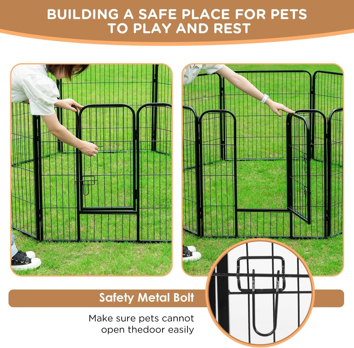 BestPet Dog Playpen Indoor 40 inch 12 Panels Metal Dog Pen Pet Dog Fence Outdoor Exercise Pen with Doors,Pet Puppy Playpen for RV Camping Yard, Black