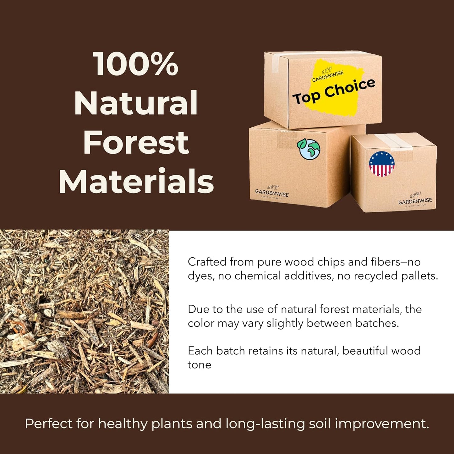 Premium Organic Wood Mulch for Gardens, Landscaping, Potted Plants, and Vegetable Gardens (2 CF - 56 L - 59 QTS)