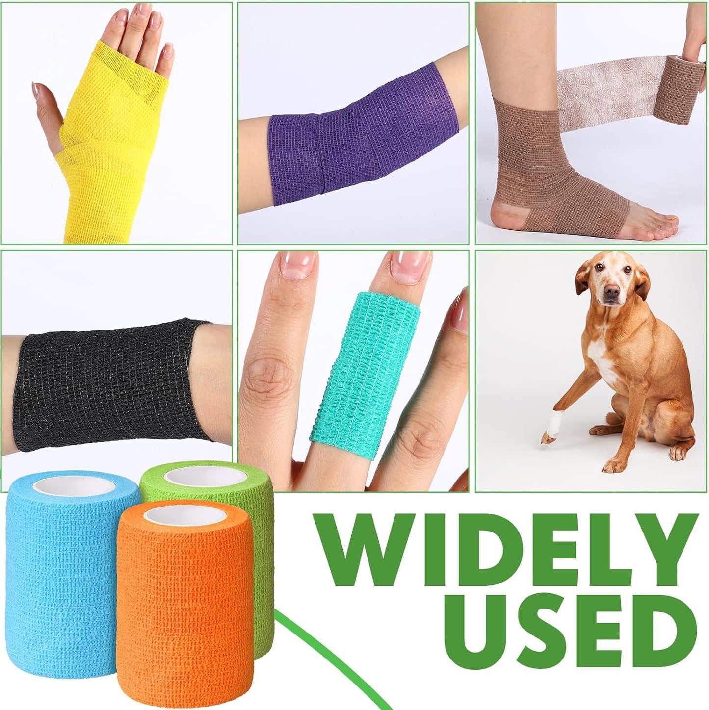 Treela 36 Pcs Self Adherent Bandage 3" X 5 Yard Wrap Breathable Cohesive Bandage Elastic Adhesive Tape for Stretch Athletic Sports Wrist Ankle(Variegated)