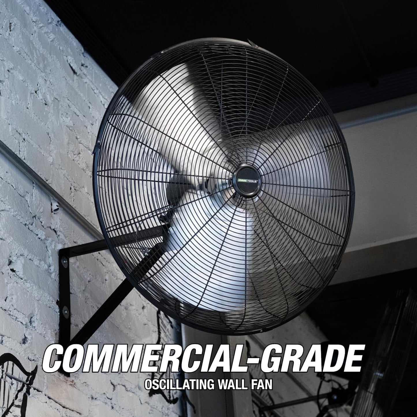 OEMTOOLS OEM24884 30 Inch Oscillating Wall Fan, 9500 CFM Max. Garage 90 Degree Mounted Fan with 6 Ft. UL Listed Cord