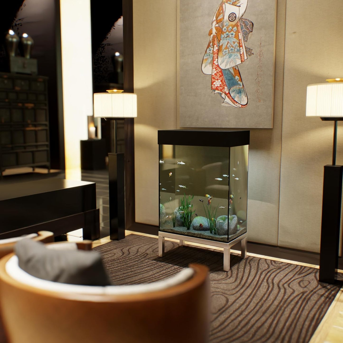 14 in X 24 in. Aquarium Stand | Industrial Style Aluminum Fish Tank Base with Open Frame Design