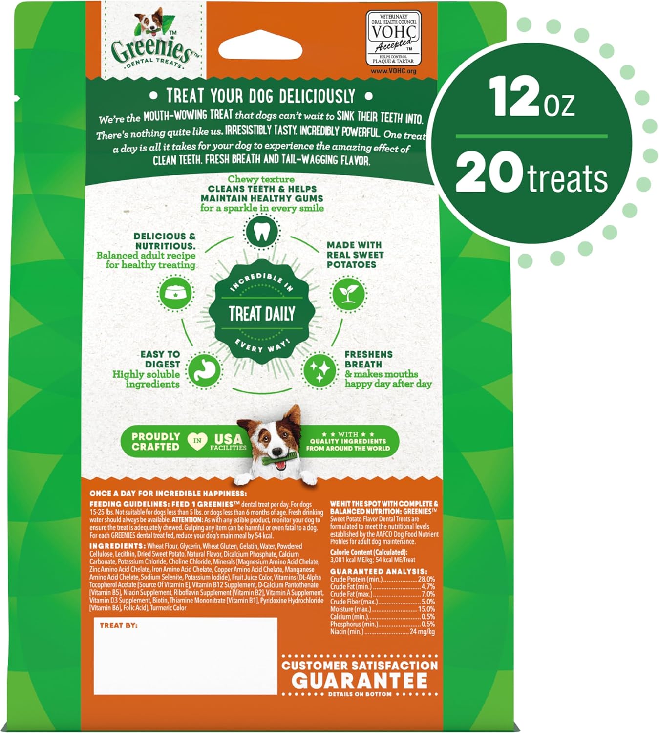 Greenies Petite Dental Dog Treats, Sweet Potato Flavor, 12 oz. Pack (20 Treats)