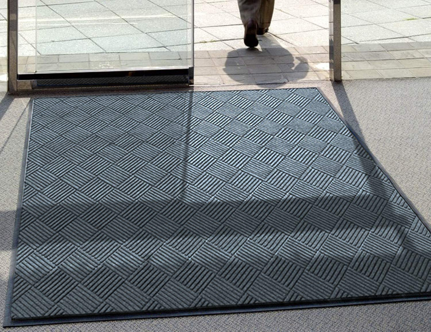 M+A Matting WaterHog Diamond | Commercial-Grade Entrance Mat with Rubber Border – Indoor/Outdoor, Quick Drying, Stain Resistant Door Mat (Bluestone, 3' x 5')