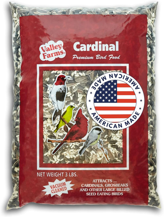 Valley Farms Cardinal Mix (3 LB) Wild Bird Food for Outside Feeders, Cardinal Bird Seed with Black Oil Sunflower Seeds and Safflower Seeds, Attract a Variety of Wild Birds