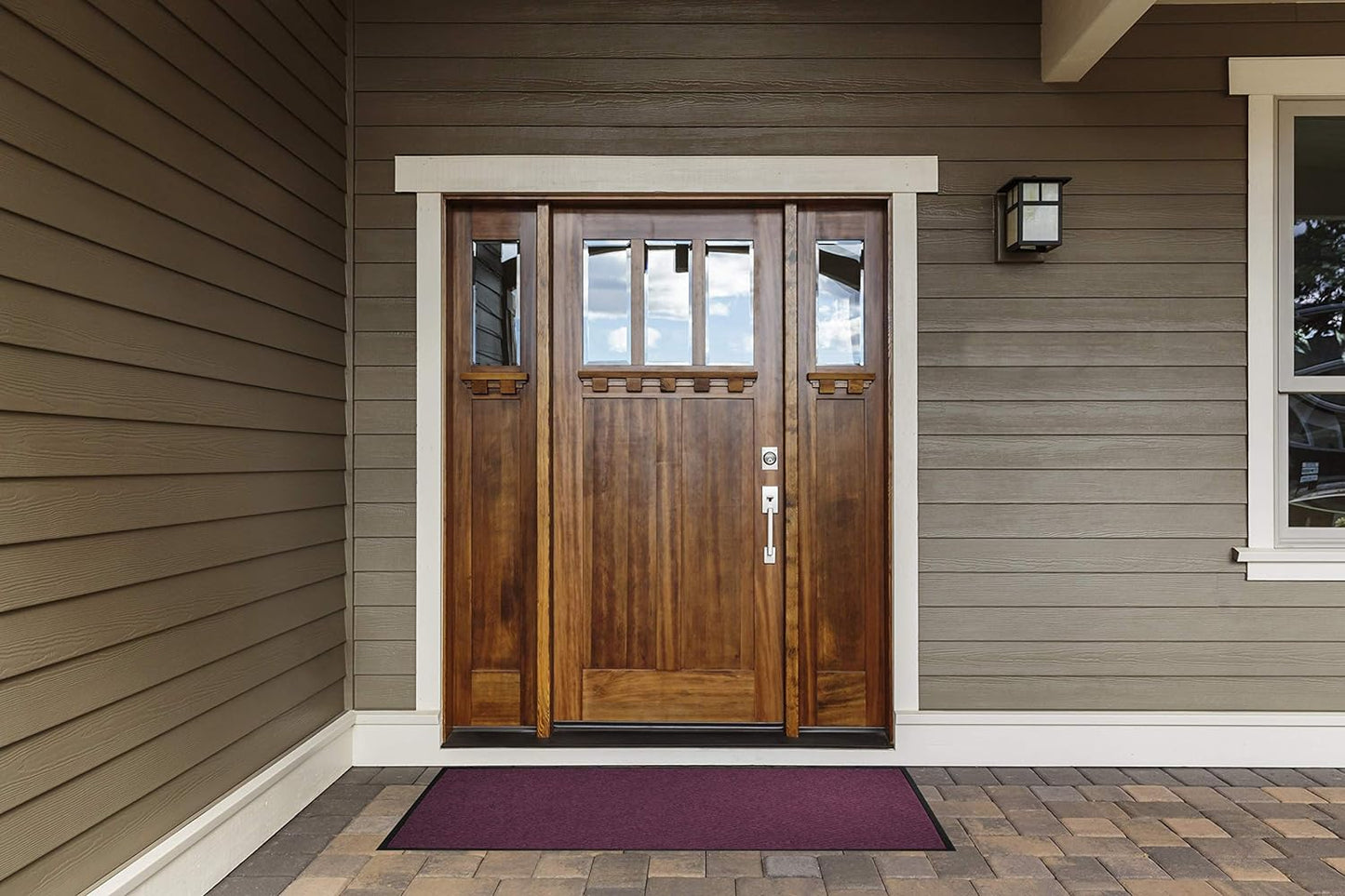 WaterHog Diamond | Commercial-Grade Entrance Mat with Rubber Border – Indoor/Outdoor, Quick Drying, Stain Resistant Door Mat (Medium Blue, 3' x 12')