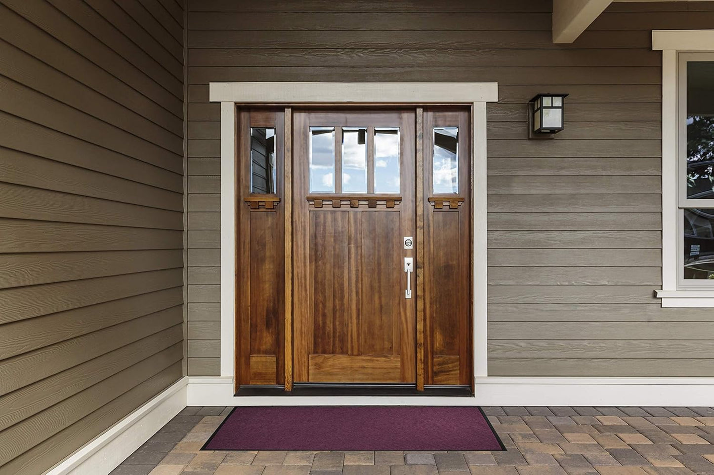 WaterHog Diamond | Commercial-Grade Entrance Mat with Rubber Border – Indoor/Outdoor, Quick Drying, Stain Resistant Door Mat (Red/Black, 4' x 10')