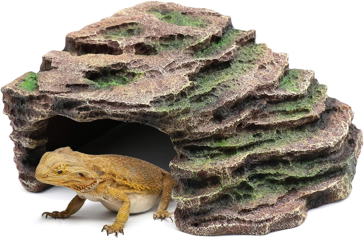 Large Reptile Hide Shale Scape Step Ledge, Reptile Cave Hideout, Bearded Dragons Accessories, Basking Rocks for Bearded