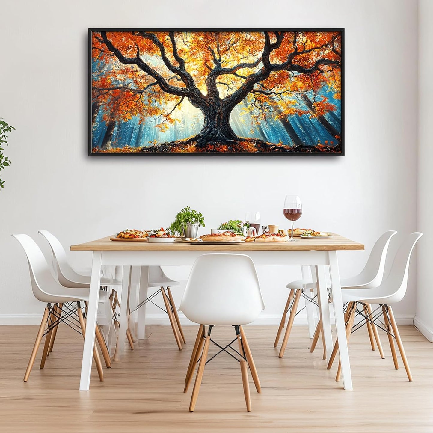 Extra Large Tree of Life Framed Wall Art for Living Room,Fall Autumn Forest Sunrise Landscape Pictures Wall Decor,Nature Canvas Print Painting Modern Artwork Bedroom Office Bathroom 60L" x 30W"