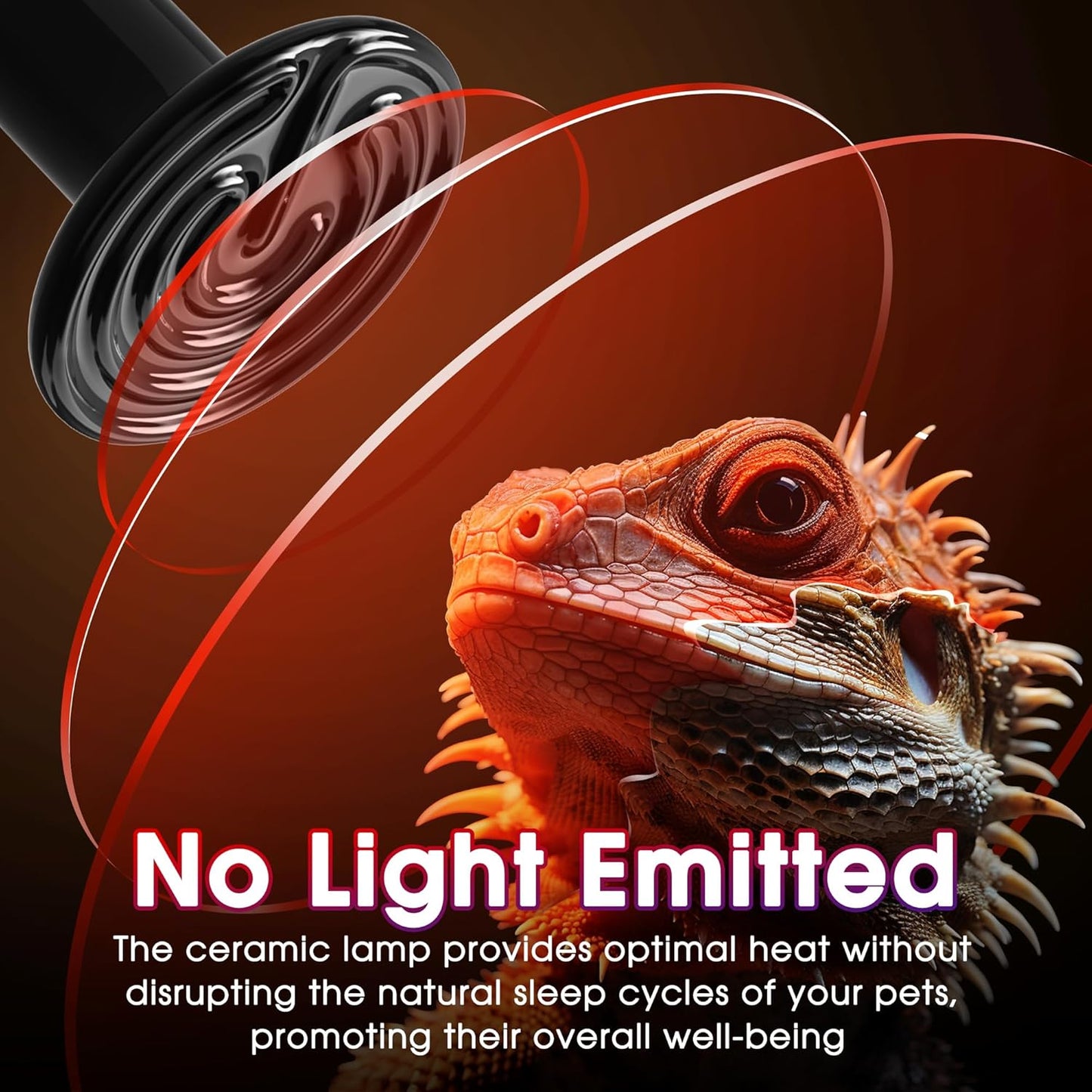 Ceramic Heat Emitter for Reptiles, 2 Pack 100W Heat Lamp Bulb, E26 Ceramic Reptile Heat Bulb Black, No Light Emitting Heat Lamp for Amphibian Pet, Heat Bulb for Bearded Dragon Turtle Snake Lizard