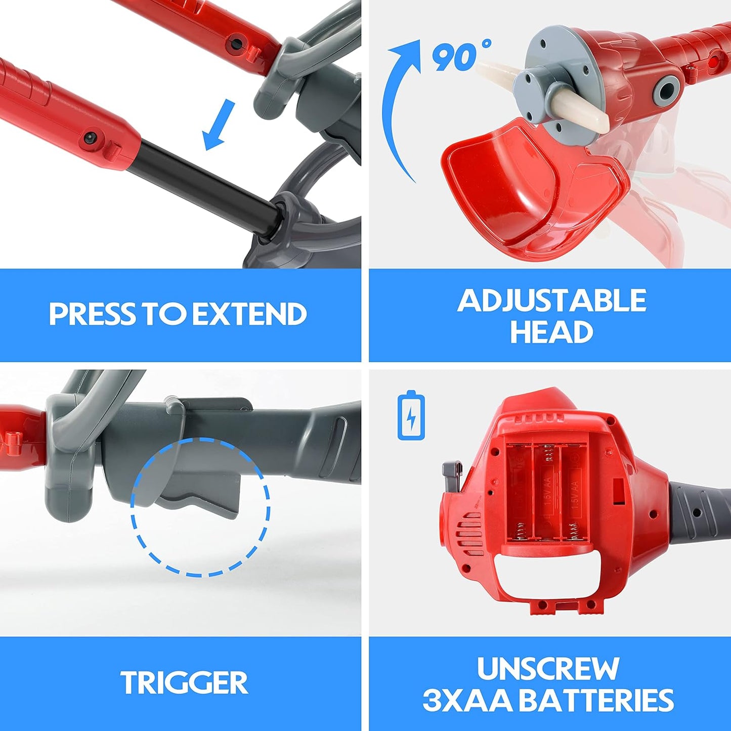 Toy Choi's Toy Trimmer - Power Construction Play Tool Kids Trimmer,Outside Pretend Play Garden Toy with Light Sound,Educational Gift Kid Toddler Tool Set for Boy Girl Age 3, 4, 5,6,7+