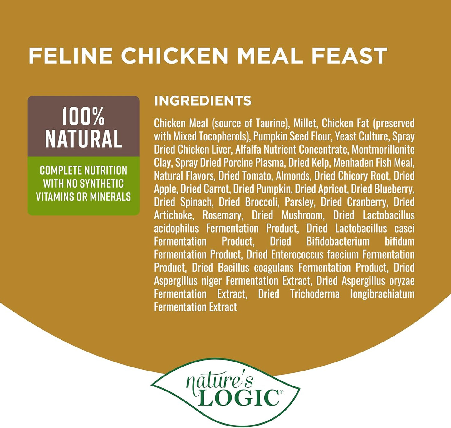 NATURE'S LOGIC Feline Chicken Meal Feast Cat Food - High-Protein Dry Food for Cats, 100% Natural Nutrition with Probiotics & Prebiotics - All Life Stages - Chicken, 3.3lbs (Pack of 3)