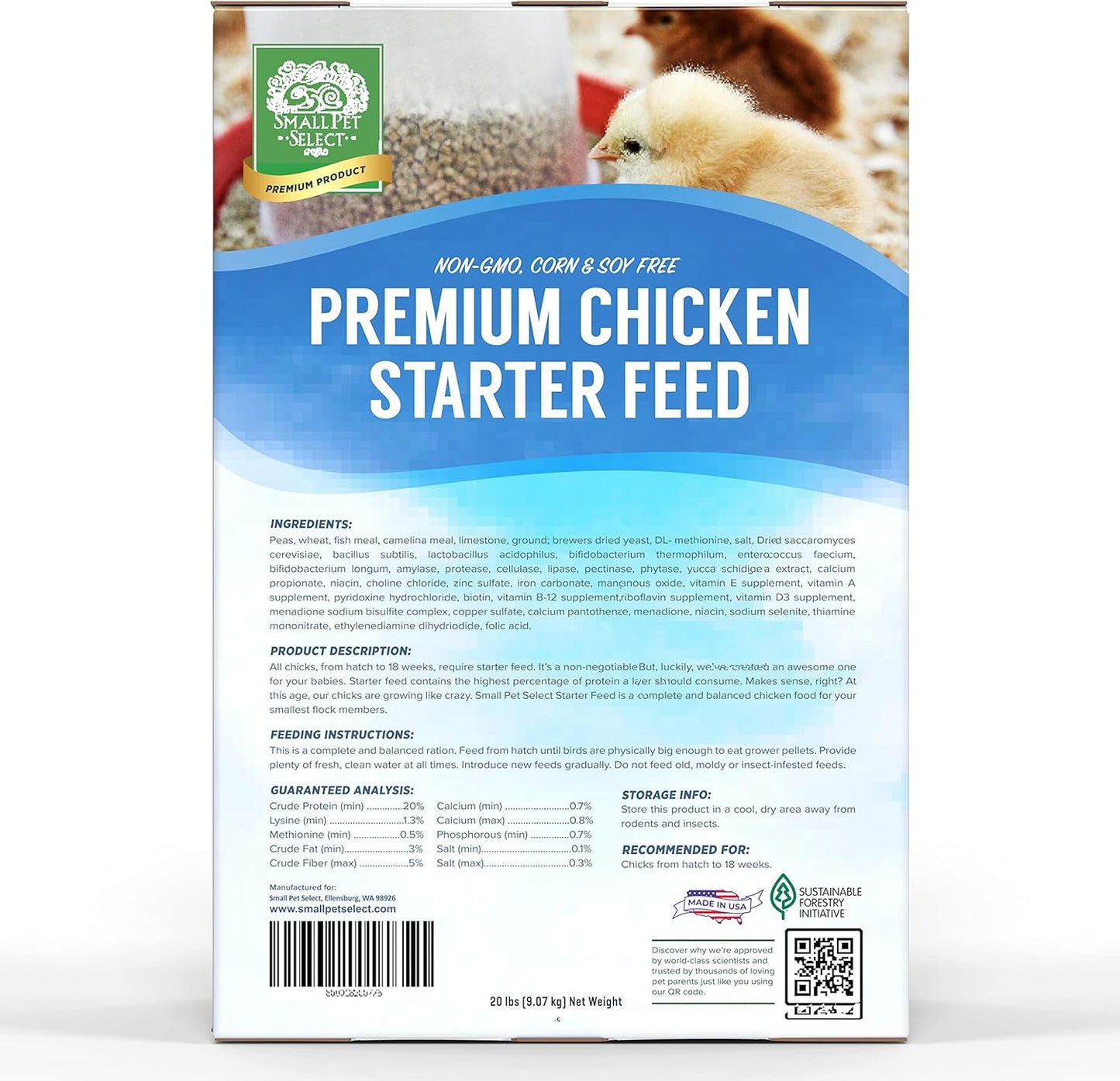 Small Pet Select - Chicken Starter Feed (Corn-Free/Soy-Free/Non-GMO), 20lb