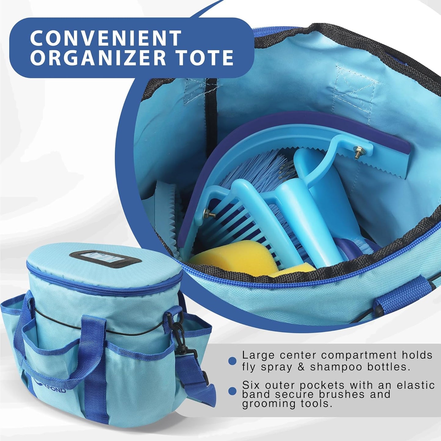 Horse Grooming Kit 9pcs Horse Brushes Equine Grooming Brushes Tack Room Supplies Set with Organizer Tote