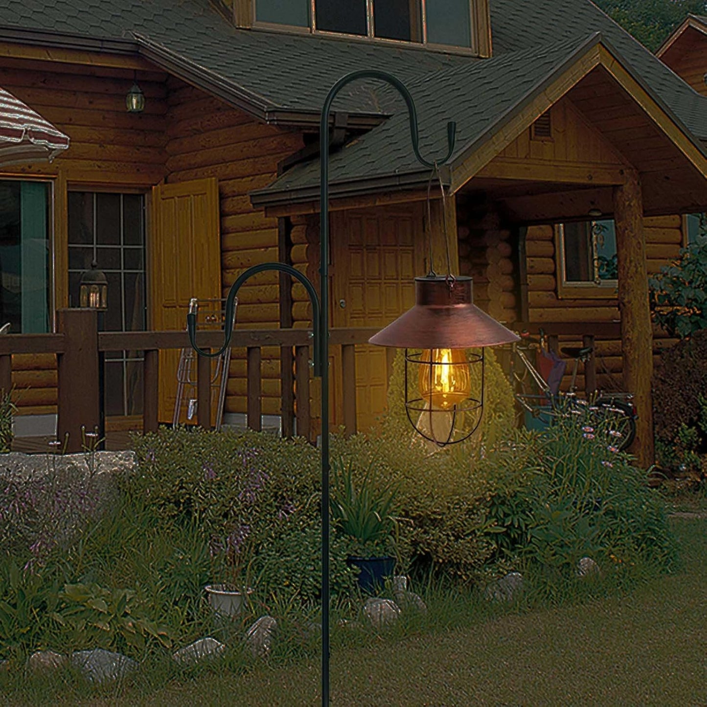 MIPON 78 Inch Double Shepherds Hooks for Outdoor Bird Feeder,Hanging Plants,Solar Light,Adjustable 78/62/46/30 Inch,3/4 Inch Width Garden Shepards Hook