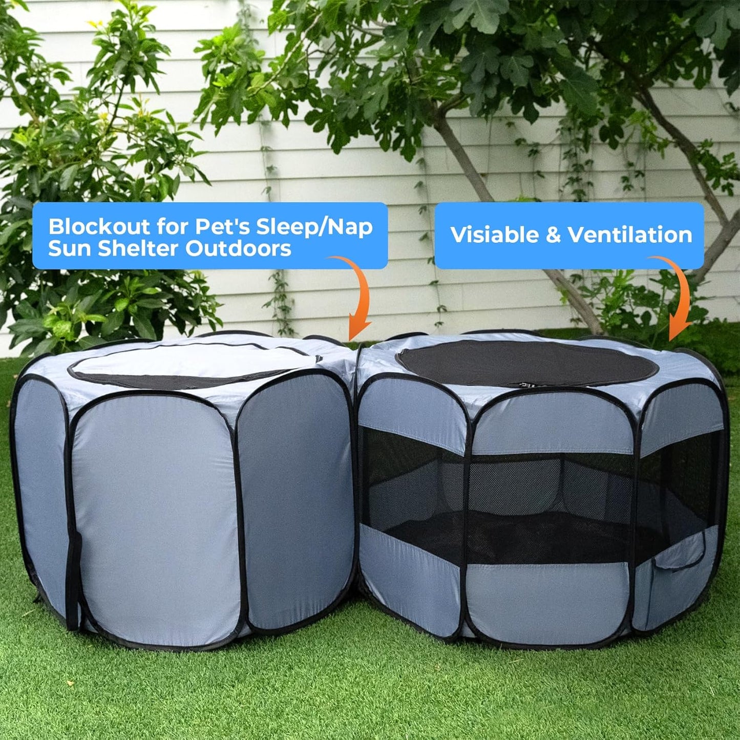 EighteenTek XLarge 2-in-1 Pop up Dog Playpen, Assembly-Free, with Leakproof Pet Pee Pads,Portable Foldable Cat Tent Enclosure Indoor Outdoors Puppy Kittens Small Animals Crates (L, 90" Lx45 Wx28 H)