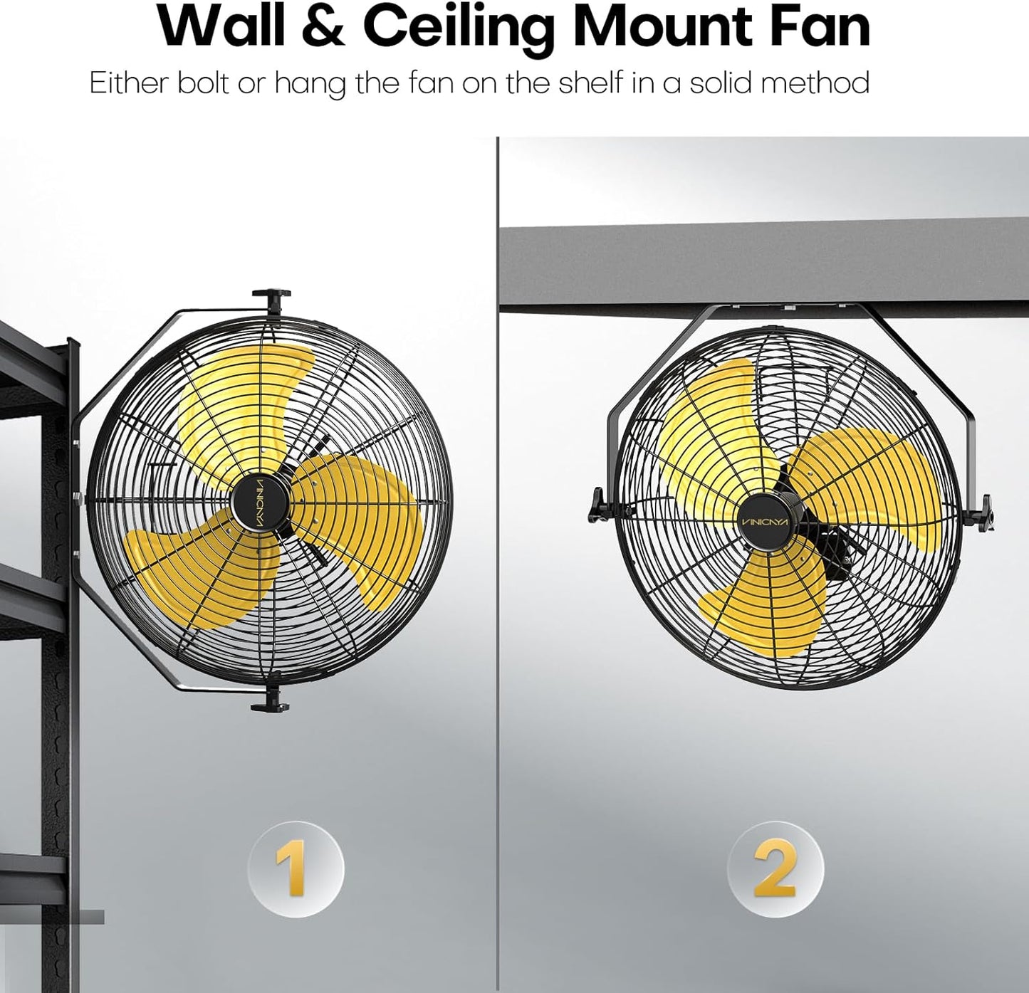 18 Inch Industrial Wall Fan, 4800 CFM Metal Wall Mount Fans with Poweful Motor, 3 Speed, Heavy Duty Fan Indoor for Covered Patio, Greenhouse, Gazebo, and Garage, UL Listed