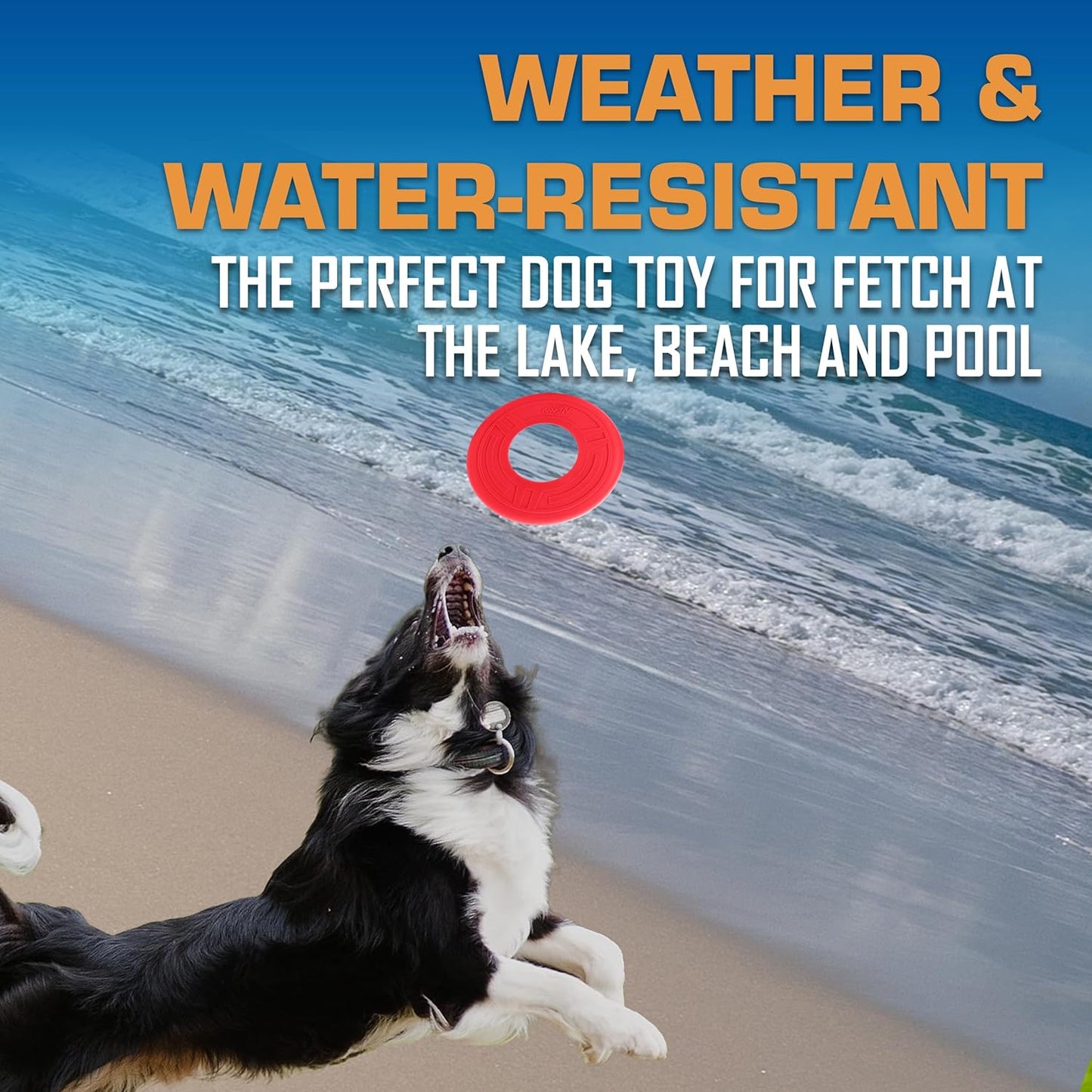 Nerf Dog Atomic Flyer Outdoor Dog Toy, 10 Inch Flying Disc Dog Fetch Toy, Rubber Dog Toy for Medium Dogs and Large Dogs, Red