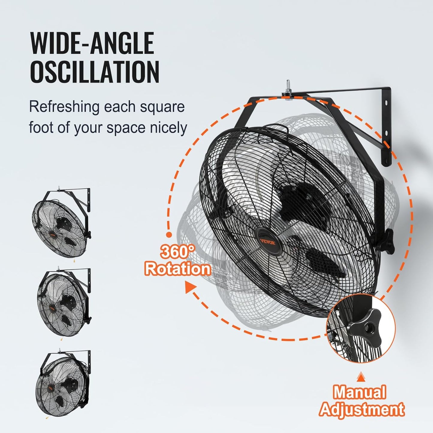 VEVOR Wall Mount Fan, 2 PCS 18 inch Waterproof, 3-speed High Velocity Max. 4000 CFM Industrial Wall Fan for Indoor, Commercial, Residential, Warehouse, Greenhouse, Workshop, Basement, Garage,Black