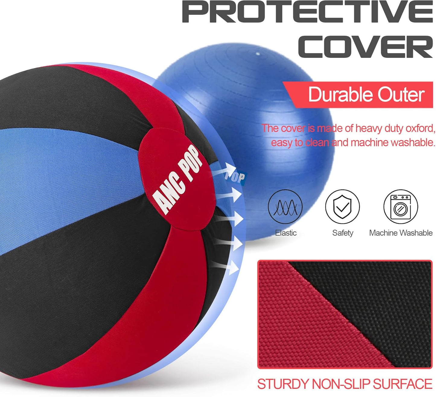 Herding Ball for Dogs Horse Ball& Cover 25" for Horses Large with Hand Pump for Play, Red and Blue and Black