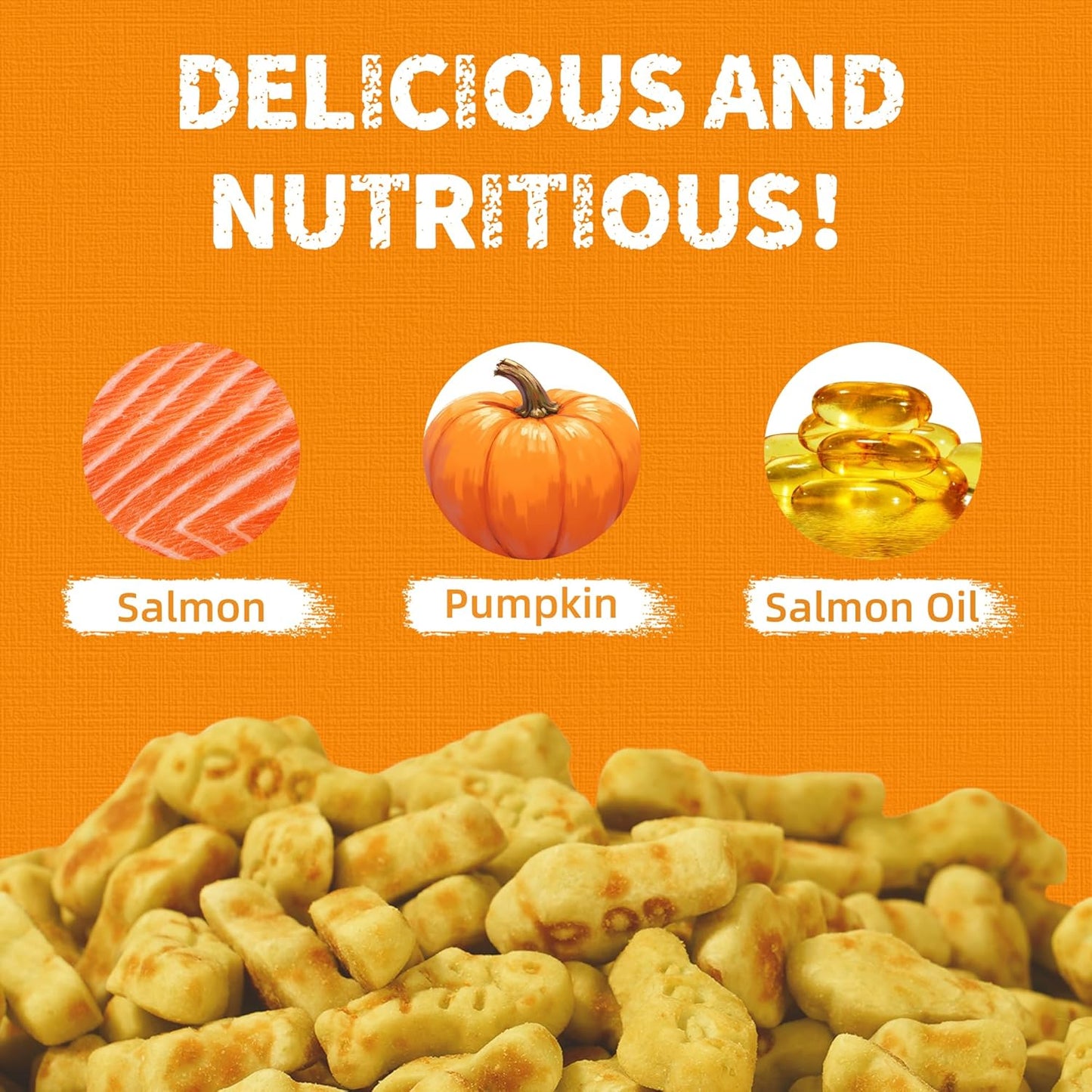 Just Try 13.4 OZ Pumpkin Cat Treats Cat Constipation Relief Hairball Control Healthy Salmon Snacks Training Biscuits Treats for Digestive Support Low Calorie Kitten Snacks