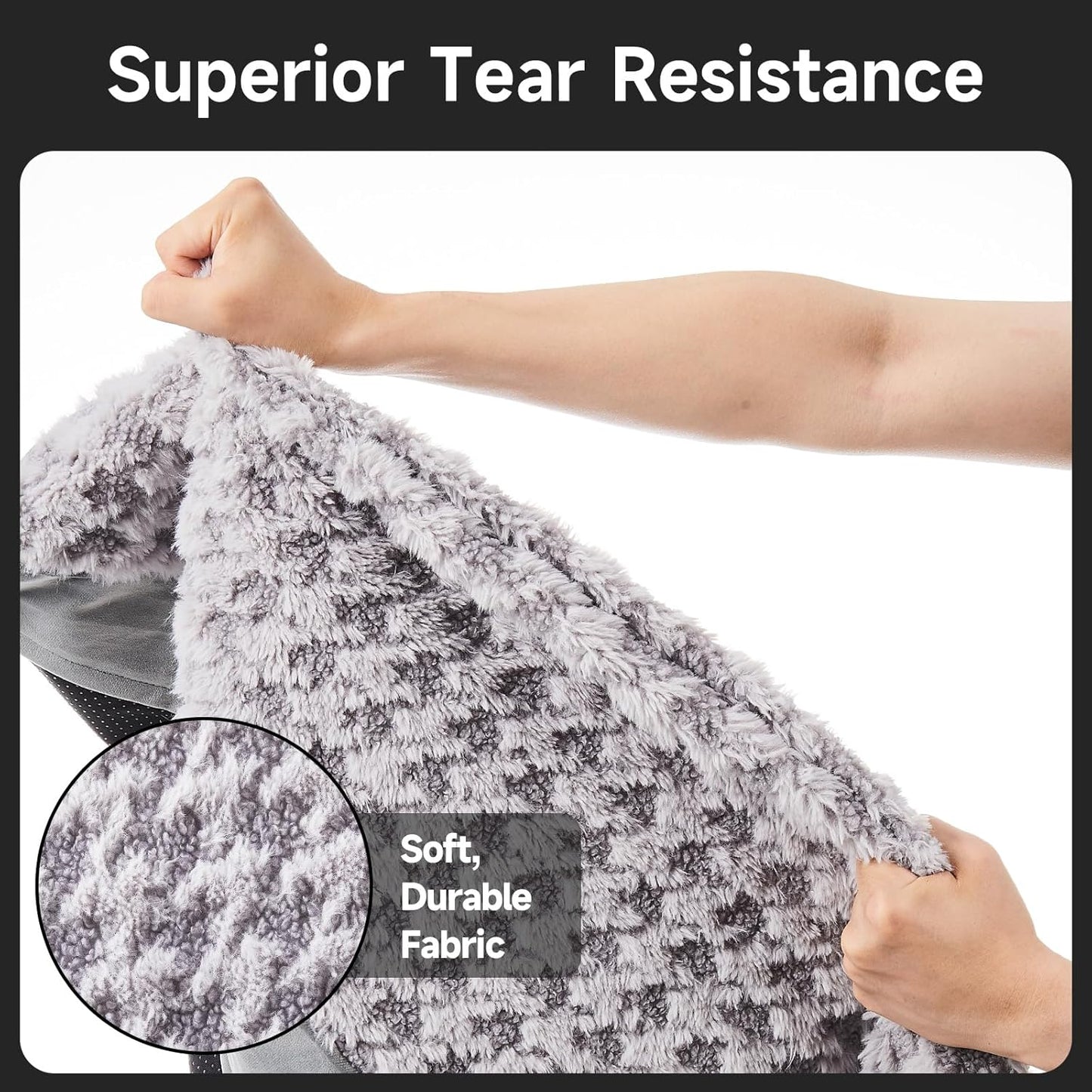 OhGeni Orthopedic Waterproof & Machine Washable Dog Bed for Large Pets, Suitable for Crates, 25D Egg Crate Foam, Non-Slip Bottom & Removable Cover, Houndstooth Fabric, 41 Inches(Gray)