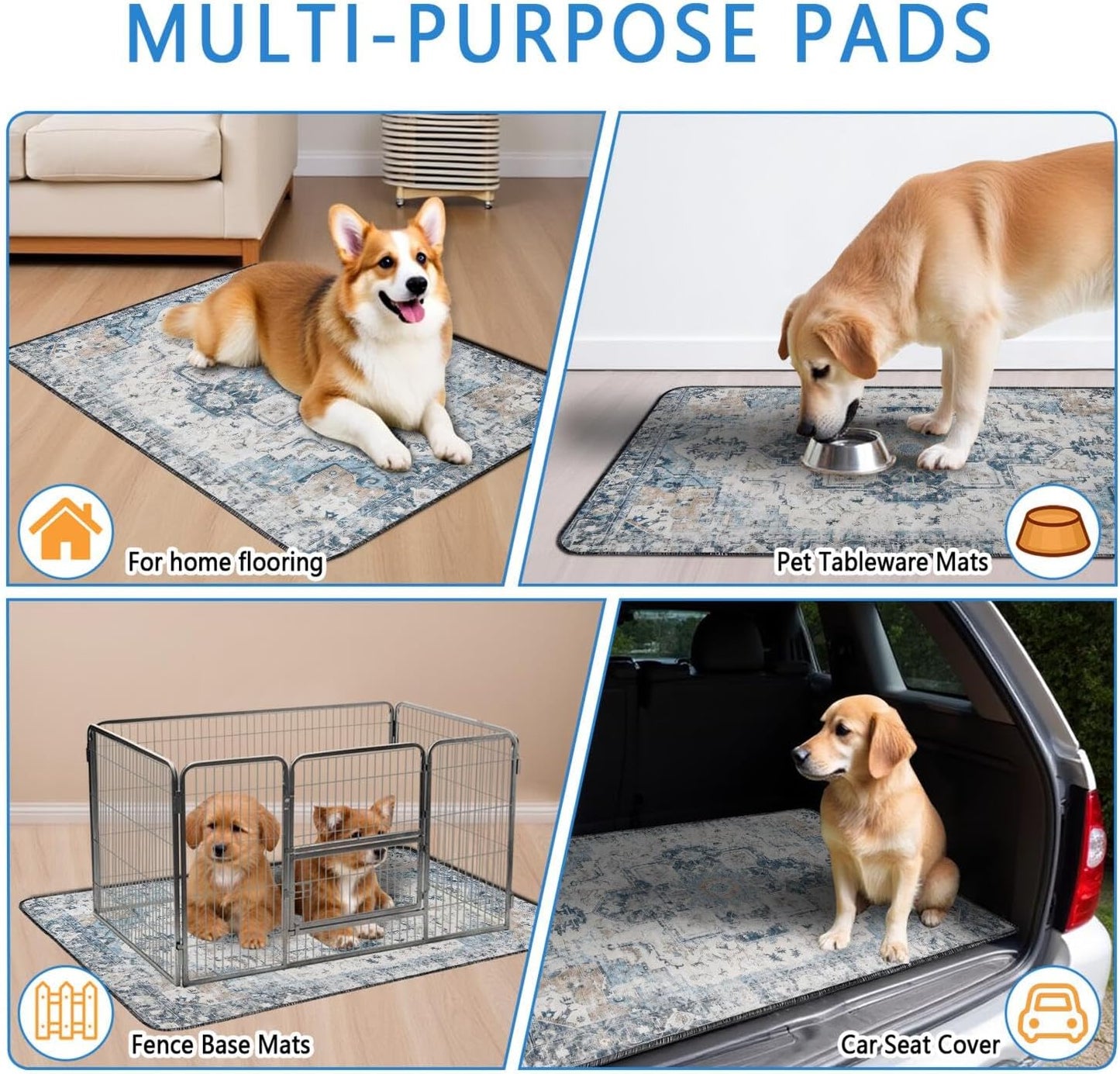 Washable Pee Pads for Dogs 2 Pack, Absorbent Reusable Puppy Pads Waterproof, Leakproof & Non-Slip Whelping Pad, Potty Training Pads for Dogs Playpen Mat 24x36