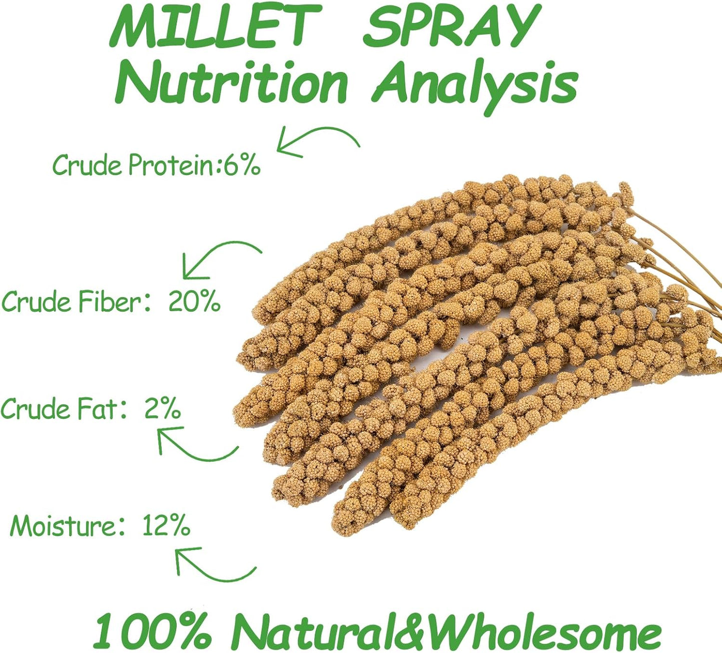 RANZ 5LBS Millet Spray for Birds, GMO-Free, Sun Dried Spray Millet, Original Bird Treats & Supplement for Parrots, Cockatiels, Lovebirds, Painted Buntings and Finches, Parakeets Food