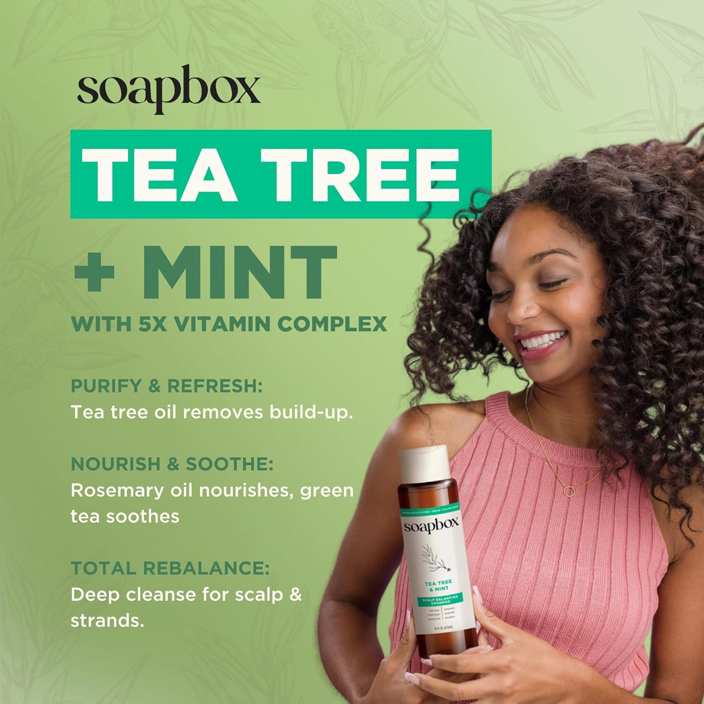 Soapbox Tea Tree Shampoo and Conditioner Set, Scalp Balancing with Tea Tree Oil, Jojoba Oil, Aloe and Shea Butter to Clean and Purify for All Hair Types, 1 Liter Each (Pack of 2)