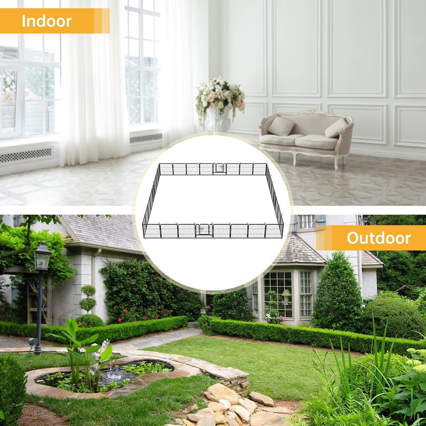 BestPet Dog Playpen Indoor 24 inch 32 Panels Metal Dog Pen Pet Dog Fence Outdoor Exercise Pen with Doors,Pet Puppy Playpen for RV Camping Yard, Black