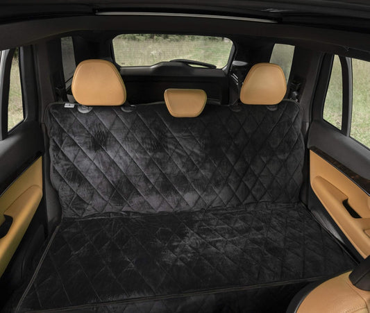 Plush Paws Products Velvet Rear Car Seat Protector w/o Hammock | Washable & Waterproof Back Seat Dog Cover for Car, Truck, & SUV | Nonslip, Tear Resistant Pet Seat Cover | Regular Charcoal