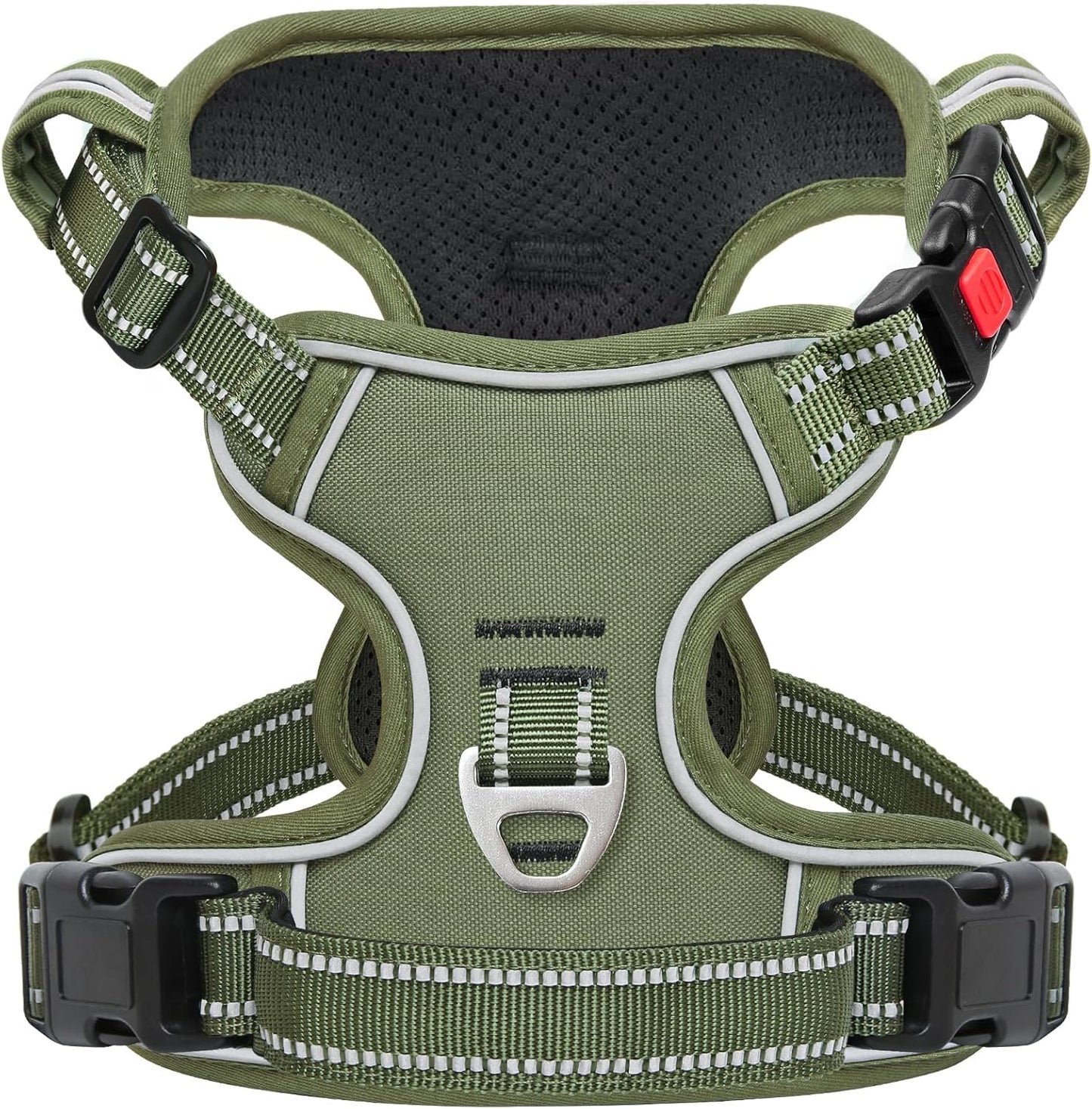 Timos Dog Harness Small Sized, No Pull Pet Harness with Neck Lockable Snap,No Choke Front Clip Dog Reflective Vest,Adjustable Metal Rings 3 Buckles,Easy Control Handle for Small Dogs Green S