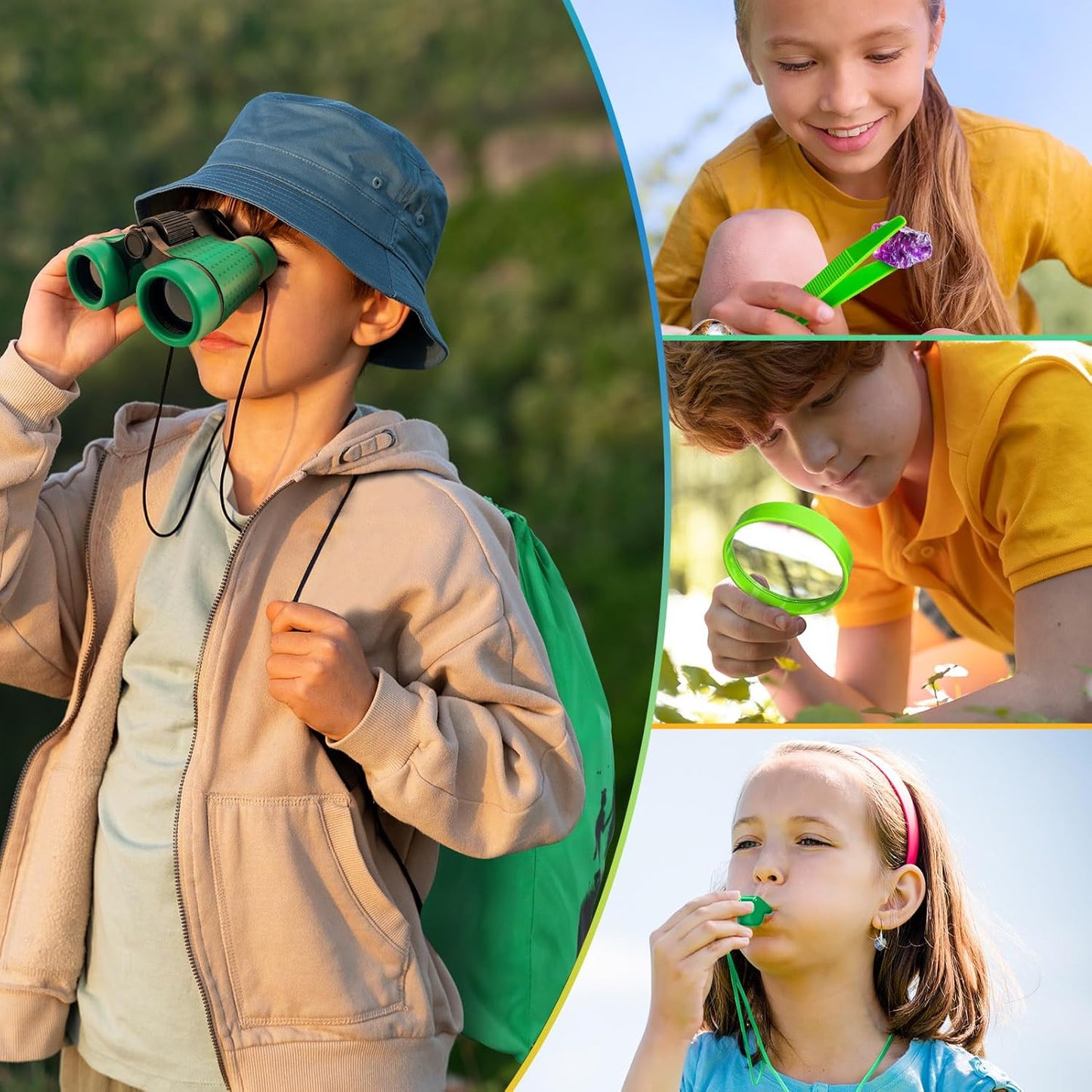 Kids Explorer Kit & Bug Catcher Kit, Camping Gear for Kids, Outdoor Exploration Set with Backpack & Binoculars, Ideal Outdoor Adventure Toys for Boys Girls 3-12
