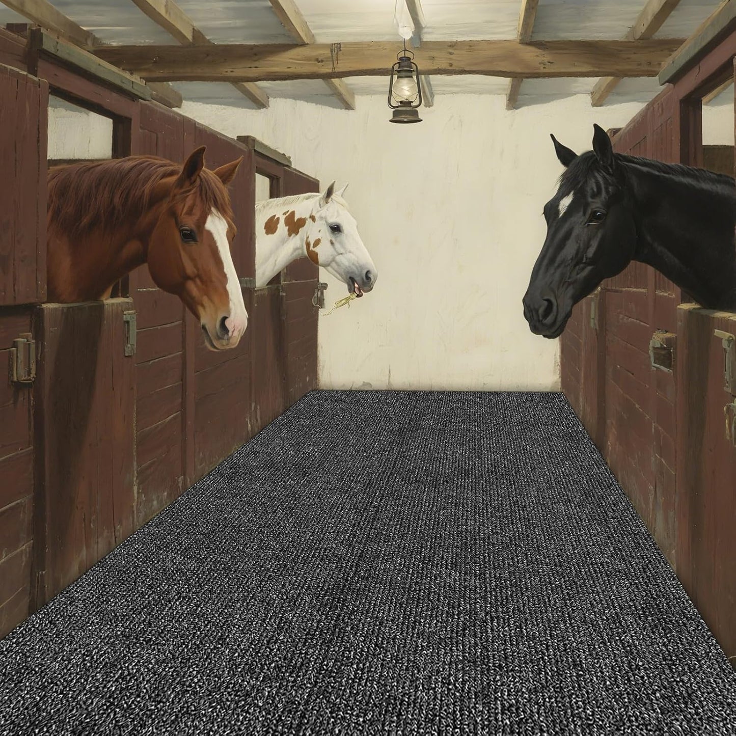 LILXIU 4x6 Ft Horse Stall Mat 6mm Thick Stable Mat for Horses Durable Tear Resistant Polyester with TPE Rubber Backing Moisture Absorbent Easy to Clean for Stables Barns Kennels Garages