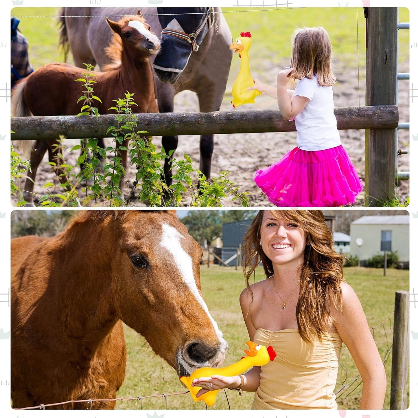 Hungdao 1 Pcs Horse Toys Latex Squeaky Squeeze Chicken Squeak Turkey Balls for Play Fake Screaming Chicken Toys for Horses Soccer Ball for Reduce Separation Anxiety Noise Maker (Yellow)