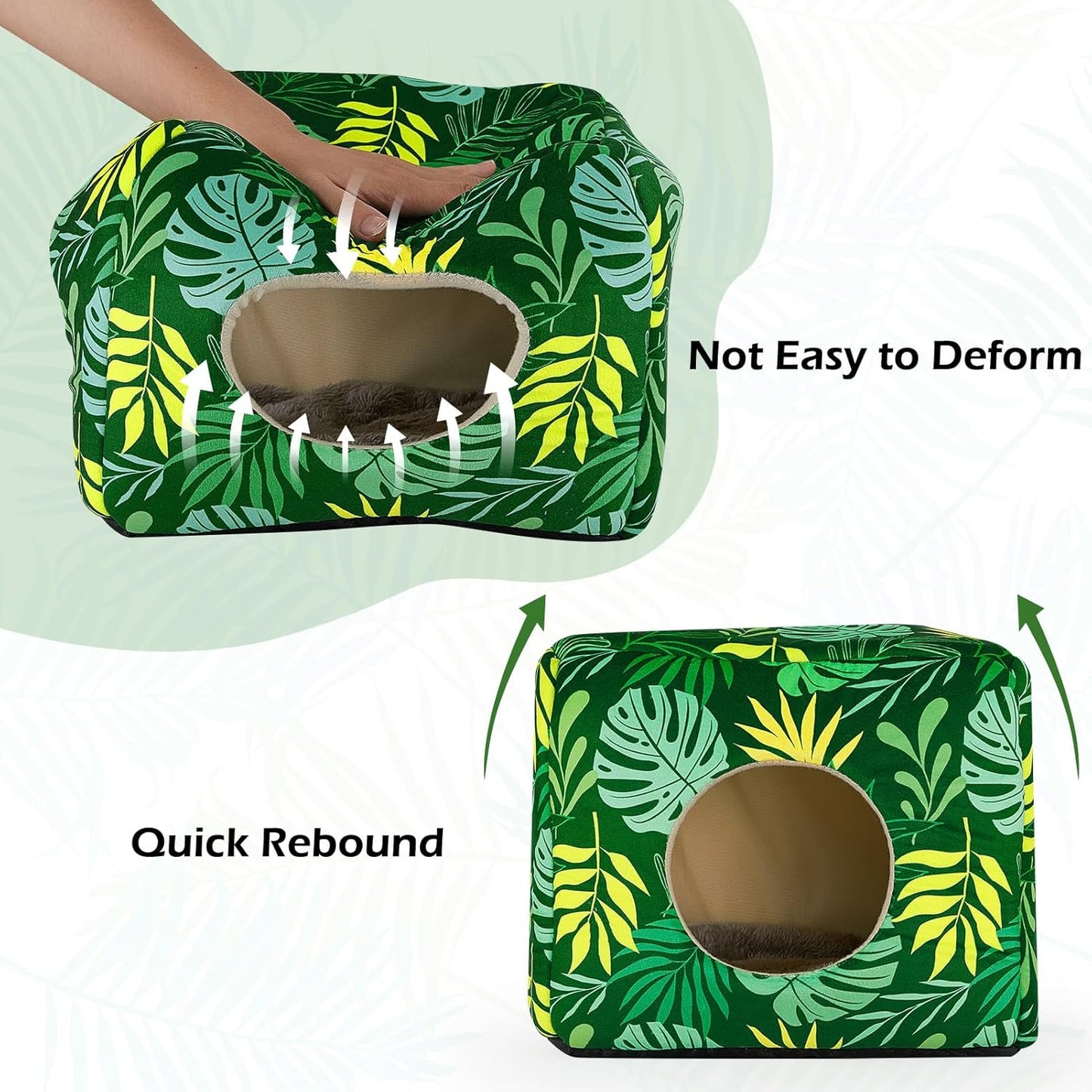 Bienbee Guinea Pig Hideout, Washable Guinea Pigs House Cozy Guinea Pigs Bed for Small Pet Bunny/Rabbit/Hamster/Chinchilla Guinea Pig Accessories Green Leaf