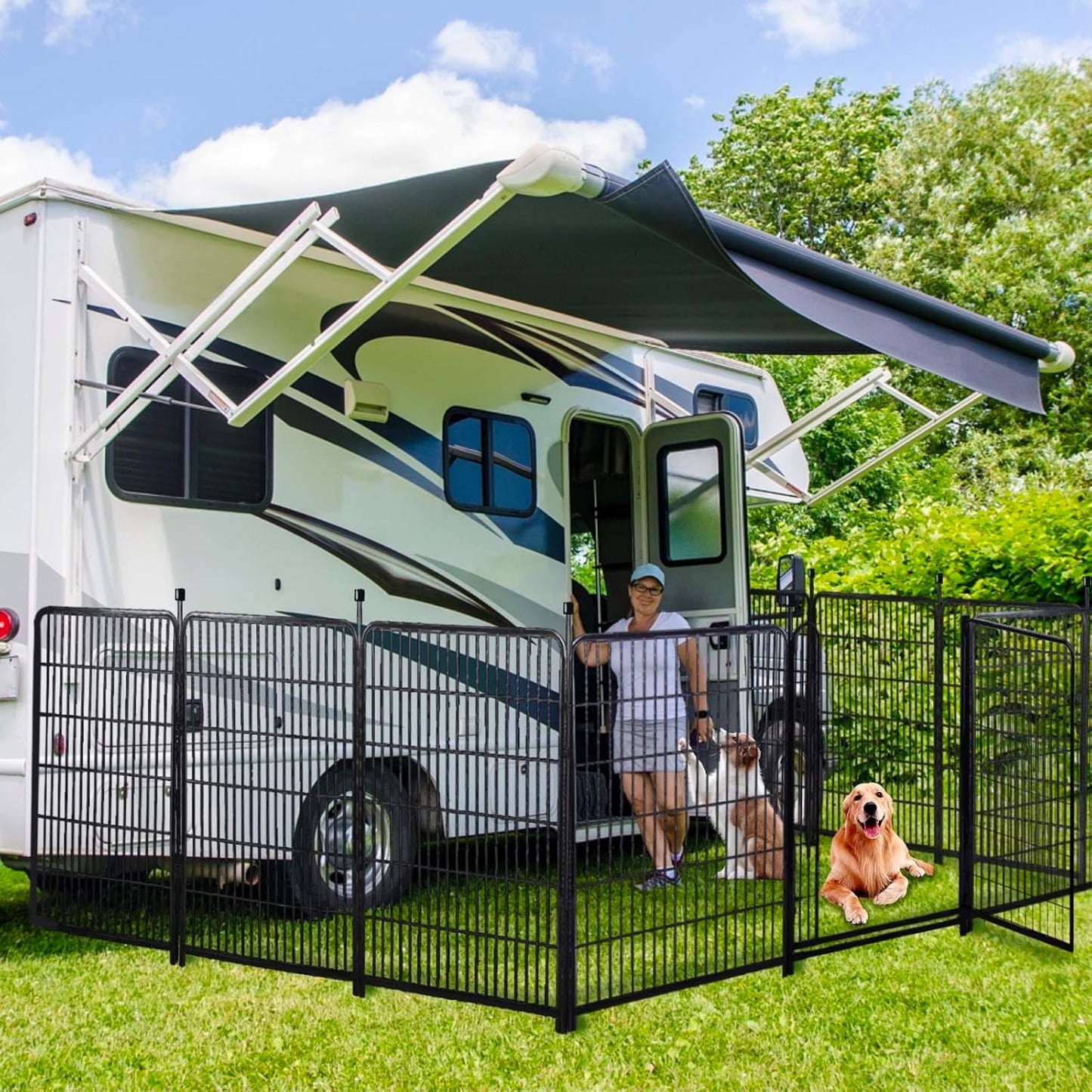 Garden Fencing 40 inch High, Dog Fence Outdoor for Yard, 8 Panels Total 18Ft(L)，Gate 21 inches Wide with Low Sills. Fencing for Garden Beds, Rabbit Fence, Anti Dig Fences Barrier