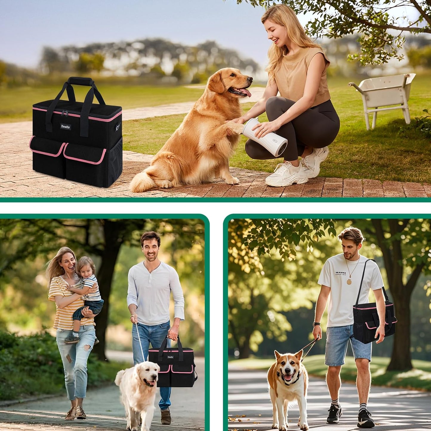 Large Pet Travel Bag Organizer - Dog & Cat Tote with Food Containers, Bowls, Feeding Mat, Perfect for Camping, Hiking (Multi-Pocket Design)