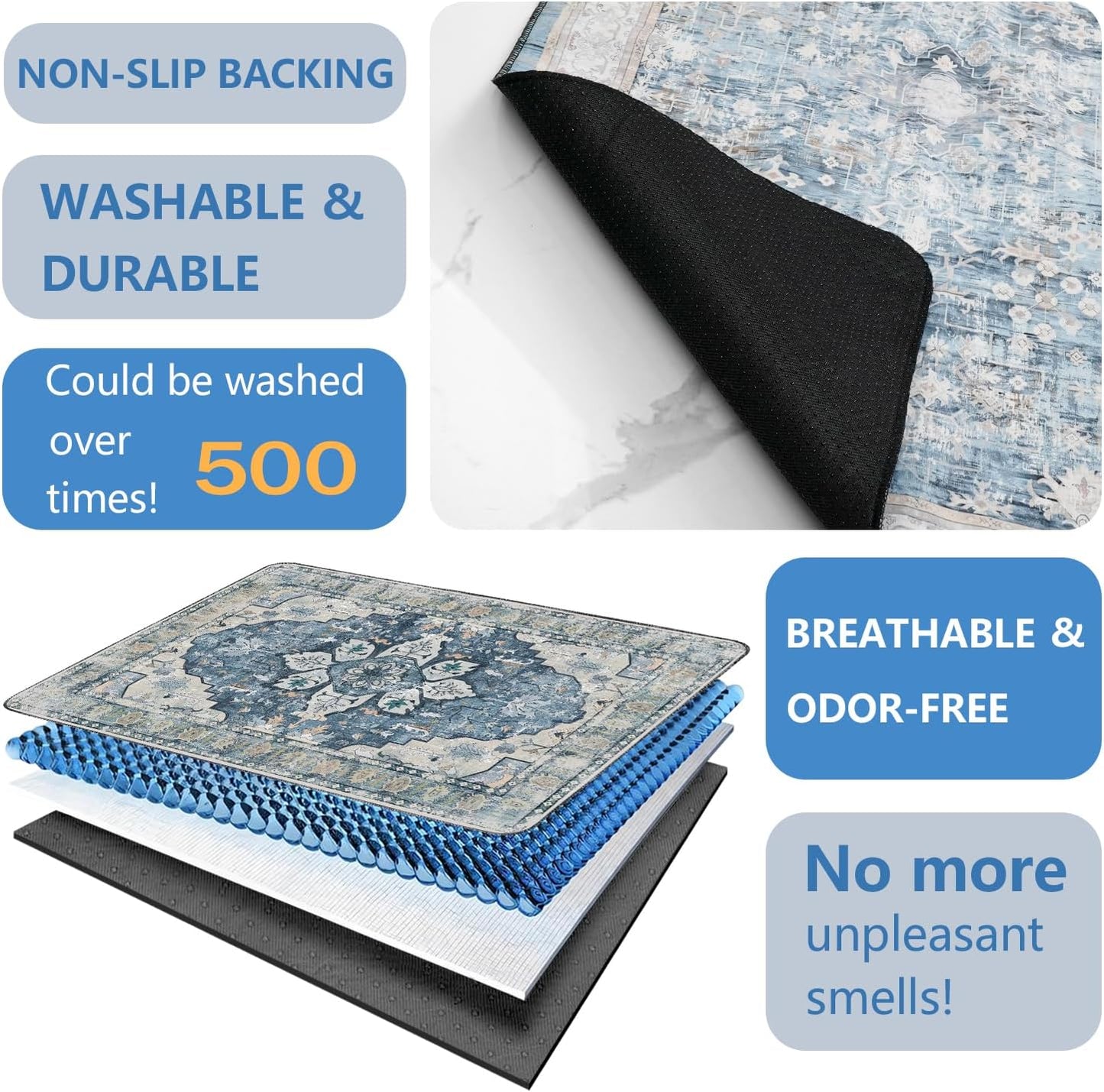 Washable Pee Pads for Dogs 2 Pack, Absorbent Reusable Puppy Pads Waterproof, Leakproof & Non-Slip Whelping Pad, Potty Training Pads for Dogs Playpen Mat 48x48