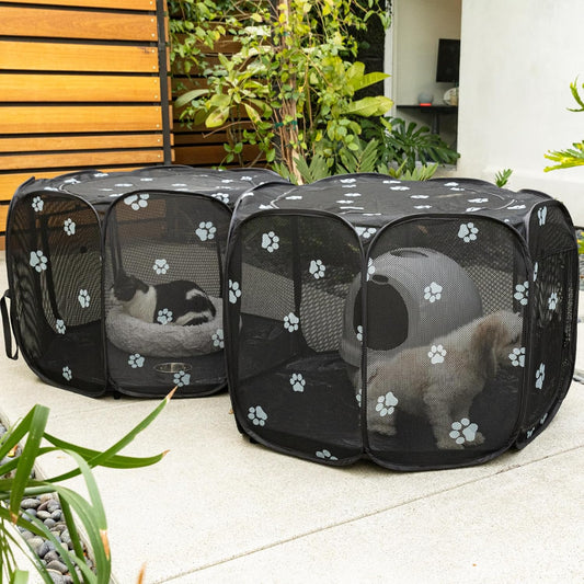 2-in-1 Cat Playpen, Pop Up Dog Pet Playpen for Indoor Outdoor Cats Enclosed, Portable Pet Playpen, Kitten Puppy Foldable Play Pen Cat Dog Tent Crate Cage Kennel(No Divider, Unified Space)