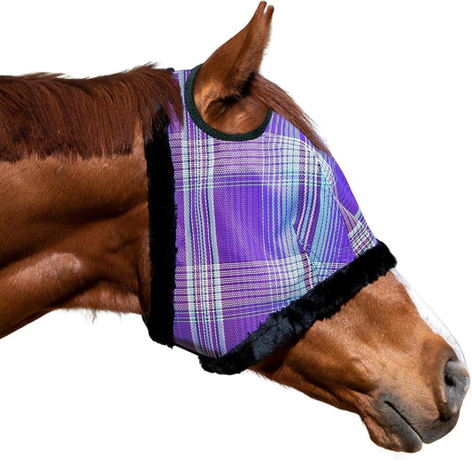 Kensington UV Fly Mask with Fleece Trim - Protective Mask with Dual Ear Opening & Forelock Freedom - XLarge, Lavender Mint
